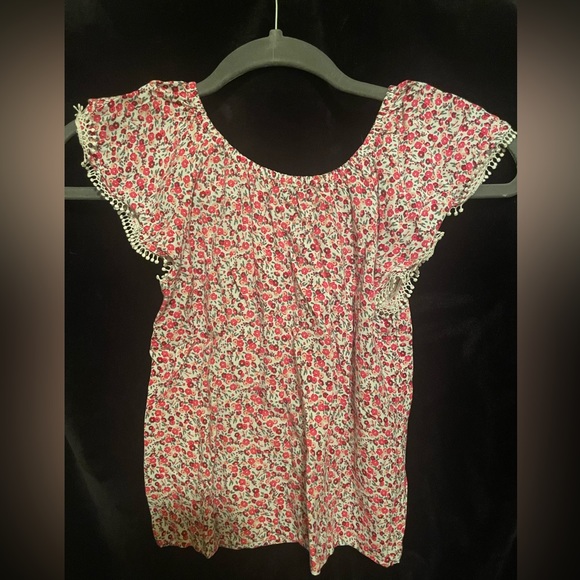 Children’s Place Girls Flare Flower Blouse, Pink, 7/8 - Picture 3 of 3